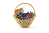 Artisan-Made Vintage 1:12 Miniature Dollhouse Craft Basket of Dollhouse Books & Magazines