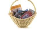 Artisan-Made Vintage 1:12 Miniature Dollhouse Craft Basket of Dollhouse Books & Magazines