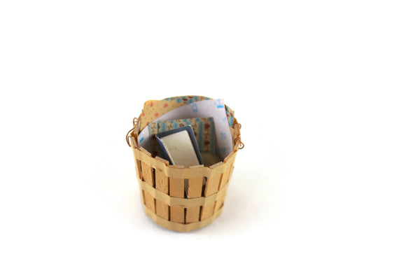 Artisan-Made Vintage 1:12 Miniature Dollhouse Craft Basket of Dollhouse Building Accessories