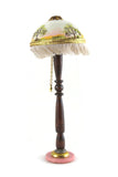 Artisan-Made Vintage 1:12 Miniature Dollhouse Floor Lamp with Hand-Painted Lampshade