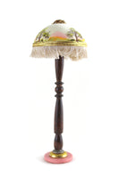 Artisan-Made Vintage 1:12 Miniature Dollhouse Floor Lamp with Hand-Painted Lampshade