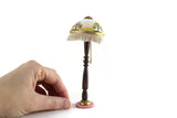 Artisan-Made Vintage 1:12 Miniature Dollhouse Floor Lamp with Hand-Painted Lampshade