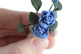 Artisan-Made Vintage 1:12 Miniature Dollhouse Blue Roses in White Vase