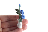 Artisan-Made Vintage 1:12 Miniature Dollhouse Blue Roses in White Vase