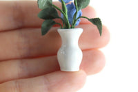 Artisan-Made Vintage 1:12 Miniature Dollhouse Blue Roses in White Vase