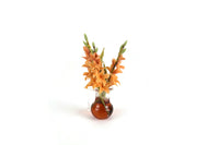 Artisan-Made Vintage 1:12 Miniature Dollhouse Orange Gladiola Flower Stems in Glass Pitcher