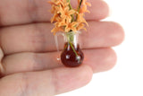 Artisan-Made Vintage 1:12 Miniature Dollhouse Orange Gladiola Flower Stems in Glass Pitcher