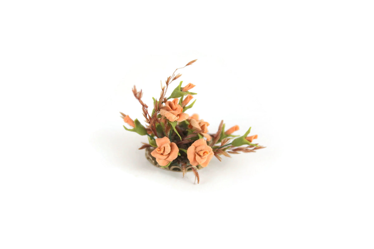 Artisan-Made Vintage 1:12 Miniature Dollhouse Peachy-Pink Rose & Dried ...