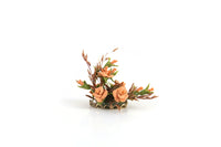 Artisan-Made Vintage 1:12 Miniature Dollhouse Peachy-Pink Rose & Dried Flower Arrangement on Silver Tray