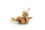 Artisan-Made Vintage 1:12 Miniature Dollhouse Peachy-Pink Rose & Dried Flower Arrangement on Silver Tray