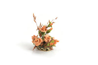 Artisan-Made Vintage 1:12 Miniature Dollhouse Peachy-Pink Rose & Dried Flower Arrangement on Silver Tray