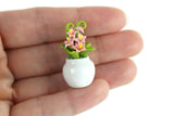 Artisan-Made Vintage 1:12 Miniature Dollhouse Pink Lily Flower Arrangement in White Vase