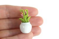 Artisan-Made Vintage 1:12 Miniature Dollhouse Pink Lily Flower Arrangement in White Vase