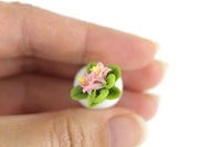 Artisan-Made Vintage 1:12 Miniature Dollhouse Pink Lily Flower Arrangement in White Vase