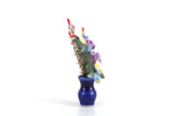 Artisan-Made Vintage 1:12 Miniature Dollhouse Purple & Blue Flower Arrangement in Cobalt Blue Vase