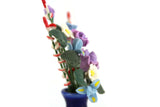 Artisan-Made Vintage 1:12 Miniature Dollhouse Purple & Blue Flower Arrangement in Cobalt Blue Vase