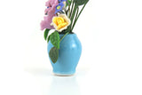 Artisan-Made Vintage 1:12 Miniature Dollhouse Purple & Yellow Flower Arrangement in Blue Vase