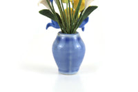 Artisan-Made Vintage 1:12 Miniature Dollhouse Blue & Yellow Flower Arrangement in Blue Vase