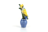 Artisan-Made Vintage 1:12 Miniature Dollhouse Blue & Yellow Flower Arrangement in Blue Vase