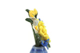 Artisan-Made Vintage 1:12 Miniature Dollhouse Blue & Yellow Flower Arrangement in Blue Vase