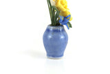 Artisan-Made Vintage 1:12 Miniature Dollhouse Blue & Yellow Flower Arrangement in Blue Vase