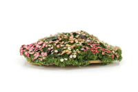 Artisan-Made Vintage 1:12 Miniature Dollhouse Flower Bed with Grass & Stones