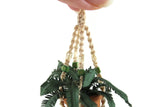 Artisan-Made Vintage 1:12 Miniature Dollhouse Potted Fern Houseplant in Macramé Hanger Signed by Artist