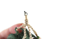 Artisan-Made Vintage 1:12 Miniature Dollhouse Potted Fern Houseplant in Macramé Hanger Signed by Artist