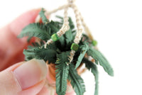 Artisan-Made Vintage 1:12 Miniature Dollhouse Potted Fern Houseplant in Macramé Hanger Signed by Artist