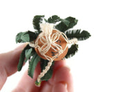 Artisan-Made Vintage 1:12 Miniature Dollhouse Potted Fern Houseplant in Macramé Hanger Signed by Artist