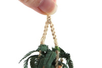 Artisan-Made Vintage 1:12 Miniature Dollhouse Potted Fern Houseplant in Macramé Hanger Signed by Artist