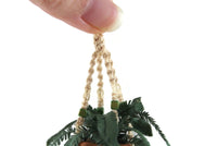 Artisan-Made Vintage 1:12 Miniature Dollhouse Potted Fern Houseplant in Macramé Hanger Signed by Artist