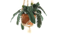 Artisan-Made Vintage 1:12 Miniature Dollhouse Potted Fern Houseplant in Macramé Hanger Signed by Artist