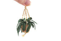 Artisan-Made Vintage 1:12 Miniature Dollhouse Potted Fern Houseplant in Macramé Hanger Signed by Artist