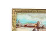 Artisan-Made Vintage 1:12 Miniature Dollhouse Landscape Watercolor Painting in Gold Frame & Signed by Artist