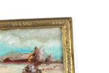 Artisan-Made Vintage 1:12 Miniature Dollhouse Landscape Watercolor Painting in Gold Frame & Signed by Artist