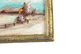 Artisan-Made Vintage 1:12 Miniature Dollhouse Landscape Watercolor Painting in Gold Frame & Signed by Artist