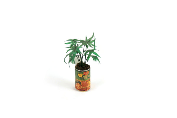 Artisan-Made Vintage 1:12 Miniature Dollhouse Houseplant in Juice Can