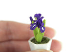 Artisan-Made Vintage 1:12 Miniature Dollhouse Purple Iris Potted Plant