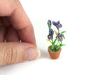 Artisan-Made Vintage 1:12 Miniature Dollhouse Blue Iris Potted Plant