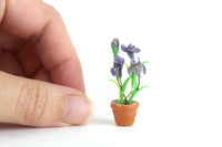 Artisan-Made Vintage 1:12 Miniature Dollhouse Blue Iris Potted Plant