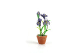 Artisan-Made Vintage 1:12 Miniature Dollhouse Blue Iris Potted Plant