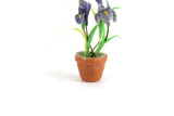 Artisan-Made Vintage 1:12 Miniature Dollhouse Blue Iris Potted Plant