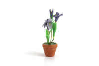 Artisan-Made Vintage 1:12 Miniature Dollhouse Blue Iris Potted Plant