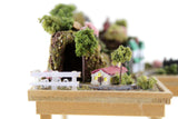 Artisan-Made Vintage 1:12 Miniature Dollhouse Train Set & Village on Wooden Table