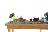 Artisan-Made Vintage 1:12 Miniature Dollhouse Train Set & Village on Wooden Table