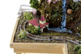 Artisan-Made Vintage 1:12 Miniature Dollhouse Train Set & Village on Wooden Table