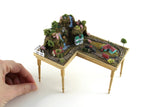 Artisan-Made Vintage 1:12 Miniature Dollhouse Train Set & Village on Wooden Table