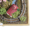 Artisan-Made Vintage 1:12 Miniature Dollhouse Train Set & Village on Wooden Table
