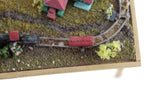 Artisan-Made Vintage 1:12 Miniature Dollhouse Train Set & Village on Wooden Table